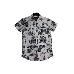 Rebel Reaper White Short Sleeve Ride Fast Die Last Shirt Mens Medium